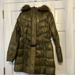 Andrew Marc Green Belted Puffer Size M